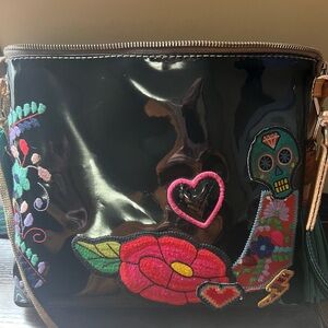 Embroidered Black Crossbody Bag